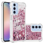 SKALO Samsung A16 Juoksuhiekka Glitter Sydämet TPU kuori - Ruusukulta