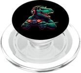 Gaming Dinosaurs- Le T-rex joue aux jeux vidéo PopSockets PopGrip pour MagSafe