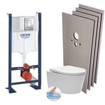 Pack wc bâti autoportant + wc Swiss Aqua Technologies sans bride + Plaque chrome + Set habillage (ProjectSATrimless-1-sabo) - Grohe