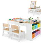 2-in-1 Kids Art Table and Art Easel Set Toddler Play Activity Drawing Desk