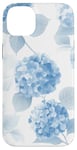 Coque pour iPhone 14 Plus Hortensias Feuilles Bleu Pastel Hortensia Floral