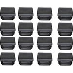 Treetalk - Bouchon Plastique 40x40mm Embout Tube Carre Noir Plastique Embout Bouchons D'obturation pour Pieds de Meuble Trampoline 16PCS