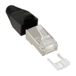 InLine® 74590S Lot de 100 connecteurs à sertir RJ45 avec Protection Anti-Torsion/Aide au Filetage Noir