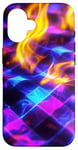 Coque pour iPhone 16 Art abstrait psychédélique bleu électrique futuriste