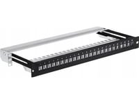 Patch Panel Keystone Rack 19" 1U, 24 Porter, Ftp, Stp, Utvidbar, Netrack, Svart