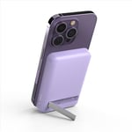 Belkin Batterie Externe sans Fil magnétique 5000mAh, Chargeur Portable Compatible MagSafe et Charge Pass-Through, Sortie 7,5 W, entrée 10 W et béquille, Compatible avec Les iPhone 16 et 15 - Violet