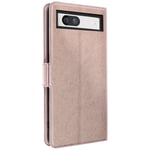 Case for Google Pixel 7a, Card Holder, Dual Tab Video Support, Rose Gold