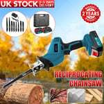 2 Battries 21V Reciprocating Saw Cordless Hand Saw Electric Wood Metal Cutter UK