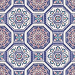 Blue Silver Tile Wallpaper Geometric Hexagon Metallic Tiles Arthouse Brasillia