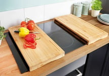 Set of 2 Bamboo Chopping Board Induction Ceramic Hob Cover Worktop Saver