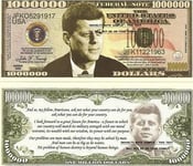 Novelty Dollar John F Kennedy Commemorative Million Dollar Bills X 2