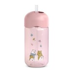 Suavinex, Tasse Apprentissage Bébé, Gourde Paille Enfant, Gobelet Bébé avec Paille en Silicone Flexible, Résiste à la Morsure, Anti-goutte, Apte Lave-vaisselle, +18 Mois, 340 ml, Bears Rose