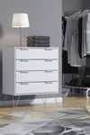 4 Drawer Chest Of Drawers Matt White With Hairpin Legs - Enkel