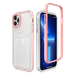 ZCDAYE Case for iPhone 15 Pro Max with Card Holder, Clear Phone Case Slim Soft TPU Shockproof Phone Cover for iPhone 15 Pro Max, Pink