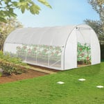 Serre tunnel de jardin 18M² blanche relevable avec moustiquaire