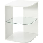 Homcom - Guéridon design contemporain étagère verre trempé aspect bois blanc