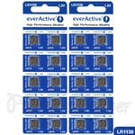 20 x everActive AG10 LR54 Alkaline batteries LR1130 189 389 1.5V GREAT VALUE