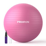 PROIRON Balles d'exercices Fitness Très épais, 55CM 65CM 75CM Balle Gymnastique, Swiss Ball, Ballon de Gym avec Pompe Rapide, Anti-éclatement et Anti-dérapant Yoga Ball, Rose 55CM