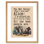 Quote Carroll Book Alice Wonderland Mad Hatter Tea Party Artwork Framed Wall Art Print 9X7 Inch