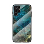 Samsung S22 Ultra Marmorskal 9H Härdat Glas Baksida Glassback V2 MultiColor Svart/Vit