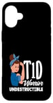 Coque pour iPhone 16 Plus Sensibilisation au diabète de type 1 Guerrier T1D indestructible