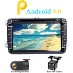 Hôte Android 9.0 pour lecteurs DVD de Volkswagen Golf / Passat / Caddy / Fabia 8 pouces quad-core intégré tableau de bord autoradio diffusion automatique navigation par satellite navigation GPS (avec caméra de recul)