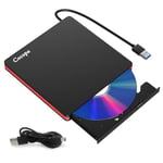 Cocopa Lecteur DVD Externe, USB 3.0 Graveur Enregistreur Portable CD Rom +/-RW Mince Player Transmission Rapide Câble USB Intégrée Win7 10 Mac Os Apple iMac Macbook Laptop PC