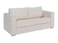 Vente-unique - Canapé lit - Canapé 3 Places Convertible Express en Tissu texturé Beige - Couchage 140 cm - Matelas 18 cm Loreto