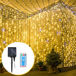 30M 300 led Solaire Guirlande lumineuse Noël IP44 8 modes décoration de fête Extérieur Intérieur Jardin pour Noël anniversaire mariage blanc chaud