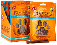 Pet Munchies Beef Liver Sticks Dog Treats, Premium Grain Free Dog Chews with Natural Real Meat, Low in Fat and High in Protein 90g (Pack of 8)