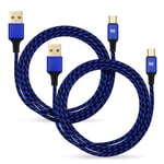 Câble Micro Usb, [Lot De 2, 4m] Câble De Charge Rapide Micro Usb Pour Manette Playstation 4, Xbox One Et Les Appareils De Micro-B, Nylon Tressé Micro-B Câbles Pour Tablettes/Smartphones - Bleu