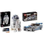 LEGO 75308 Star Wars R2-D2 Droid Building Set, Collectible Display Model with Luke Skywalker’s Lightsaber & 76917 Speed Champions 2 Fast 2 Furious Nissan Skyline GT-R Race Car Toy Model Building Kit