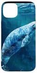 Coque pour iPhone 15 Plus Save The Manatee Crystal River FL Bleu abstrait rayé