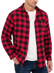 Chemisier Carreaux Coton Homme Chemise Bûcheron Western Veste à Carreaux en Flanelle T Shirt Manches Longues Casual Décontractée Classique Retro Ecossaise Gilet Blouse Rouge XXXL