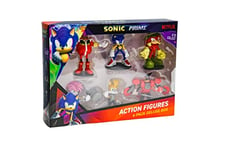 BANDAI Sonic Prime Action Figures 6 Pack Set 1 | 6 7.5cm Sonic The Hedgehog Articulated Figures Based On The Sonic Prime Netflix TV Show | Sonic Toys Make Great Gaming Merchandise For Adults And Kids