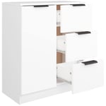 Buffet console en bois blanc, commode 1 porte et 3 tiroirs gain de place