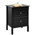 Yaheetech Table de Chevet Adulte, Table de Nuit en Bois, Chevet de Lit Moderne, avec 2 Tiroirs, Petite Table Rangement Chambre Salon Bureau 48 x 40 x 61 cm, Noir