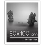 Americanflat Cadre Photo 80x100 cm en Blanc - Bois D'ingénierie avec Verre Résistant aux Chocs et Matériel de Suspension - Formats Horizontaux et Verticaux pour Mur