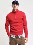 GANT Sacker Rib Half-Zip Jersey Top, Dragon Red