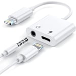 [2 i 1] Hörlursadapter för iPhone11，Apple Lightning till 3,5 mm Jack Aux Audio Dongle Hörlurar Biltillbehör Kompatibel Audio Hörlursadapter