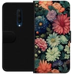 OnePlus 7T Pro Sort Lommebokdeksel Färglada blommor