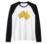 Australia Down Under Culture Australian Flag Map Gift Raglan Baseball Tee