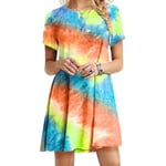 Girl Kvinnor Tie-dye Gradient Pleated Dress Blue 3xl