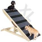 Pawaboo 100 * 40cm Rampe Portable en Bois, Escalier Adjustable pour Chien avec 4 Hauteurs Réglables de 11,6'' à 22,4'', Rampe pour Chien Chat à 143lbs pour Canapé Auto Lit, Extra Large, Bois