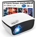 Mini Vidéoprojecteurs, 7500 Lumens Mini projecteur Supporte 1080P Full HD [Écran de Projection Inclus] Retroprojecteur Portable Compatible avec iOS/PS5/Android/TV Stick etc, usb