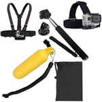 XIAODUAN-Accessory kit YKD-101 5 in 1 Monopod Tripod Mount Adapter + Float Bobber Handheld Stick + Chest Belt + Head Strap + Bag for GoPro HERO4 /3+ /3/2 /1 / SJ4000.