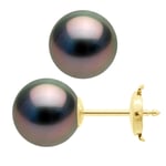 Ateliers Saint Germain Womens Earrings Yellow Gold 375 - Real Cultured Tahiti Pearls Round 9-10 mm - One Size