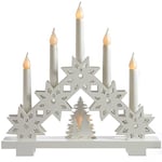 WeRChristmas Bougeoir LED Bois en Forme d'arche, pour décoration de Table, 32 cm – Blanc