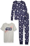 Amazon Essentials Disney | Marvel | Star Wars Boys' Pyjama Set (Previously Spotted Zebra), Pack of 2, Grey/Navy Star Wars, 10 Years