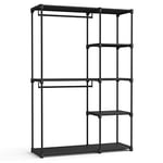 SONGMICS Armoire de Rangement, Penderie Pliable, Dressing, Armoire Métallique, avec Barres de Suspension, Porte-vêtements, pour Vestiaire, Chambre, 124 x 43 x 182 cm, Noir RYG026B02